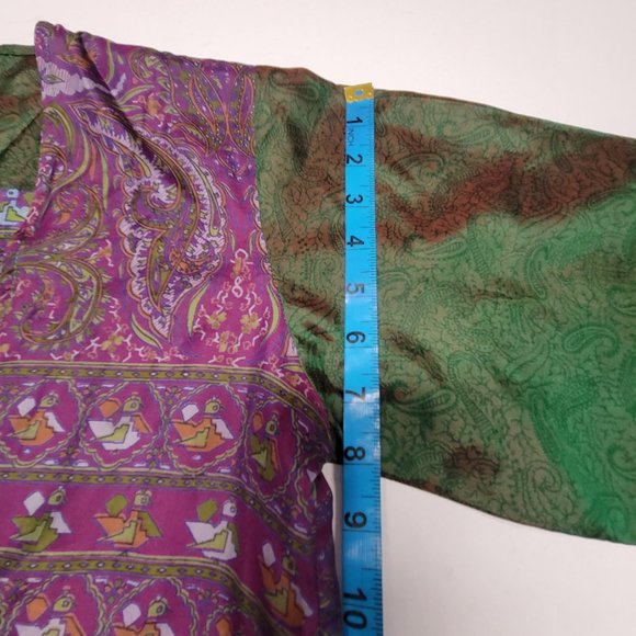 SILK Bolero Top Crop Top Coverup Silk Blazer Short Jacket Butterfly Sleeve Top S - Picture 8 of 14